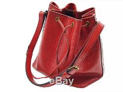100%Auth LOUIS VUITTON Petit Noe Drawstring Shoulder Bag EPI Red M40839 Vintage