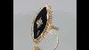 14k Yellow Gold Women S Vintage Marquise Black Onyx And Diamond Ring