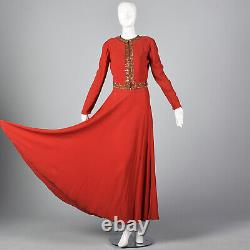 1940s Formal Evening Dress Sequin Jacket Set Red Rayon Crepe Gown Old Hollywood