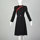 1940s Gilbert Adrian Black Wool Coat Asymmetric Red Stripe Designer Vintage 40s