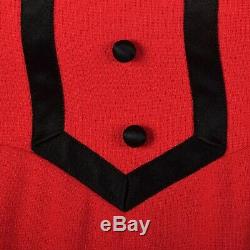1960s Geoffrey Beene Red Wool Mini Dress Tuxedo Short Baby Doll Long Sleeve VTG