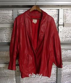 1980's Vintage Vakko Red Leather women Jacket Medium