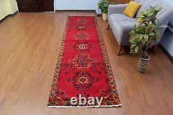 3x11 Vintage RED Hand Knotted Oriental Carpet Runner Wool Traditional Area Rug