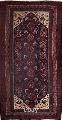 3x7 Geometric Red Hand Knotted Oriental Vintage Wool Traditional Area Rug