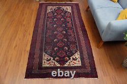 3x7 Geometric Red Hand Knotted Oriental Vintage Wool Traditional Area Rug