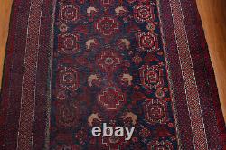 3x7 Geometric Red Hand Knotted Oriental Vintage Wool Traditional Area Rug