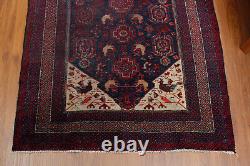 3x7 Geometric Red Hand Knotted Oriental Vintage Wool Traditional Area Rug