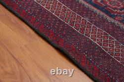 3x7 Geometric Red Hand Knotted Oriental Vintage Wool Traditional Area Rug