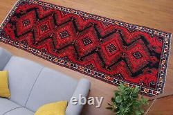 3x9 Geometric Vintage RED Wool Hand Knotted Runner Traditional Area Rug