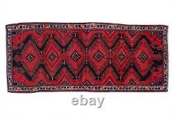 3x9 Geometric Vintage RED Wool Hand Knotted Runner Traditional Area Rug