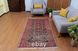 4x7 Vintage RED Hand Knotted Geometric Oriental Wool Traditional Carpet Area Rug