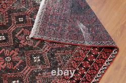 4x7 Vintage RED Hand Knotted Geometric Oriental Wool Traditional Carpet Area Rug