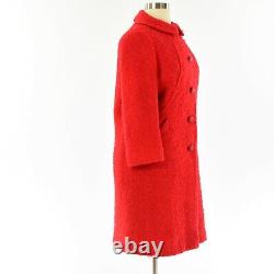 50s Vintage Womens L Bright Red Boucle Wool Coat Betti Jean