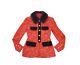 90s Vintage Gemma Kahng Gold Brocade Print Faux Fur Collar Red Jacket Sz2