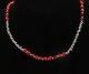 925 Sterling Silver Vintage Red Enamel Beaded Pattern Chain Necklace Ne3652