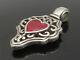 925 Sterling Silver Vintage Red Love Heart Shiny Swirl Pendant Pt12170