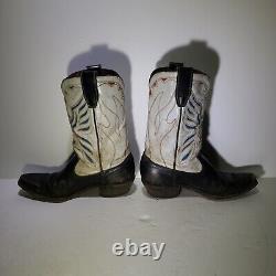 ACME Vintage RED BLUE EAGLE BIRD Inlay WHITE Cowgirl Cowboy Western Boots 7.5