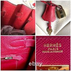 AUTH Vintage Red Hermes Birkin 35 Rouge Vif Veau Epsom Gold Hardware