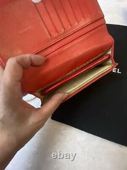 AUTHENTIC CHANEL CC ICON Red Leather Bifold WalletUS SELLER
