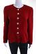 Akris Womens Vintage Crew Neck Button Up Jacket Red Wool Size 6