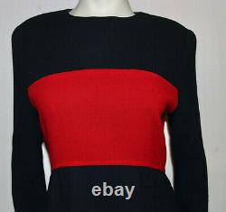 Albert Nipon vintage black red color block dress