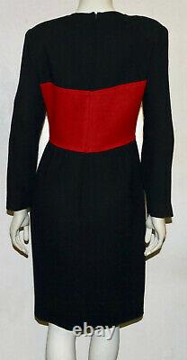 Albert Nipon vintage black red color block dress