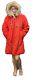 Amazing Womens Vintage Red Hudson Bay Wool Hooded Jacket Coat With Embroidery