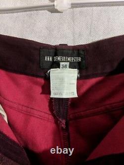Ann Demeulemeester Archive Vintage Blood Red Moleskin Flare Pants 36 Belgium