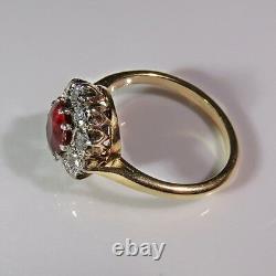 Antique Vivid Natural Unheated Red Ruby Diamond Engagement Ring Victorian 18K