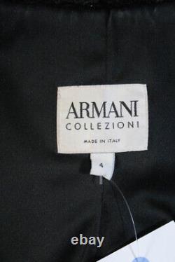 Armani Collezioni Womens Single Button Vintage Tweed Jacket Black Red Size 4
