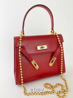 Auth Bally Red Leather Top Handle Shoulder Bag Handbag Made In Italy Vintage