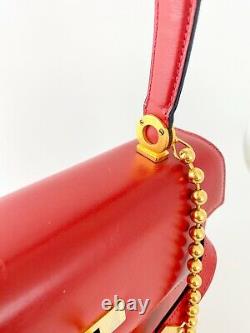 Auth Bally Red Leather Top Handle Shoulder Bag Handbag Made In Italy Vintage