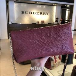 Auth Burberry Vintage Red Casual Handbag Never Used With Dust Cover 12X6x4