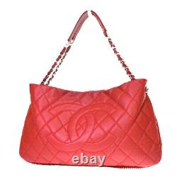 Auth CHANEL CC Matelasse Chain Shoulder Bag Caviar Leather Red Vintage 637LB321