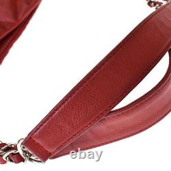 Auth CHANEL CC Matelasse Chain Shoulder Bag Caviar Leather Red Vintage 637LB321