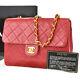 Auth Chanel Cc Matelasse Chain Shoulder Bag Leather Red France Vintage 800lb348