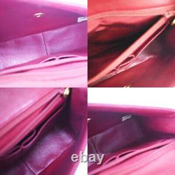 Auth CHANEL CC Matelasse Chain Shoulder Bag Leather Red France Vintage 800LB348