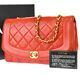 Auth Chanel Cc Matelasse Diana Chain Shoulder Bag Leather Red Vintage 382lb349