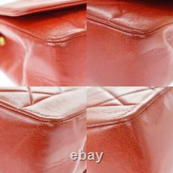 Auth CHANEL CC Matelasse Diana Chain Shoulder Bag Leather Red Vintage 382LB349