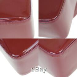 Auth CHANEL Logo Shoulder Bag Patent Leather Bordeaux France Vintage 60MA328
