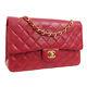 Auth Chanel Quilted Cc Double Flap Chain Shoulder Bag Red Leather Vtg Ak31932