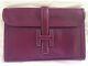 Auth Pre-loved Hermes Jige Pm Rouge H Box Calf Leather Clutch Bag, Vintage