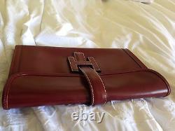Auth Pre-Loved Hermes Jige PM Rouge H Box Calf Leather Clutch Bag, Vintage