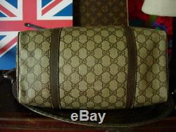 Auth Vintage GUCCI Brown GG Speedy With Red Green Web Tote Bag Purse Handbag GG
