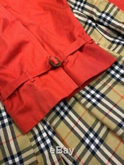 Auth Women's Vintage BURBERRY Red Cotton Trench Coat Size L/XL