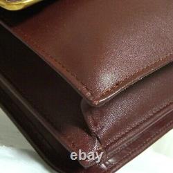 Auth must de Cartier Crossbody Shoulder bag purse Bordeaux Leather Vintage Italy