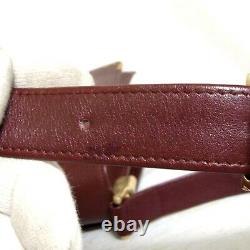 Auth must de Cartier Crossbody Shoulder bag purse Bordeaux Leather Vintage Italy
