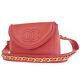 Authentic Chanel Cc Logo Chain Bum Bag Belt Leather Red Italy Vintage 99et293