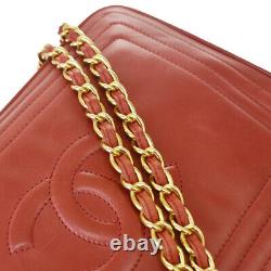 Authentic CHANEL CC fringe Chain Shoulder Bag Leather Red Italy Vintage 670LB103
