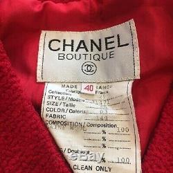 Authentic CHANEL Vintage CC Logos Button Wool Boucle Purple Jacket 40